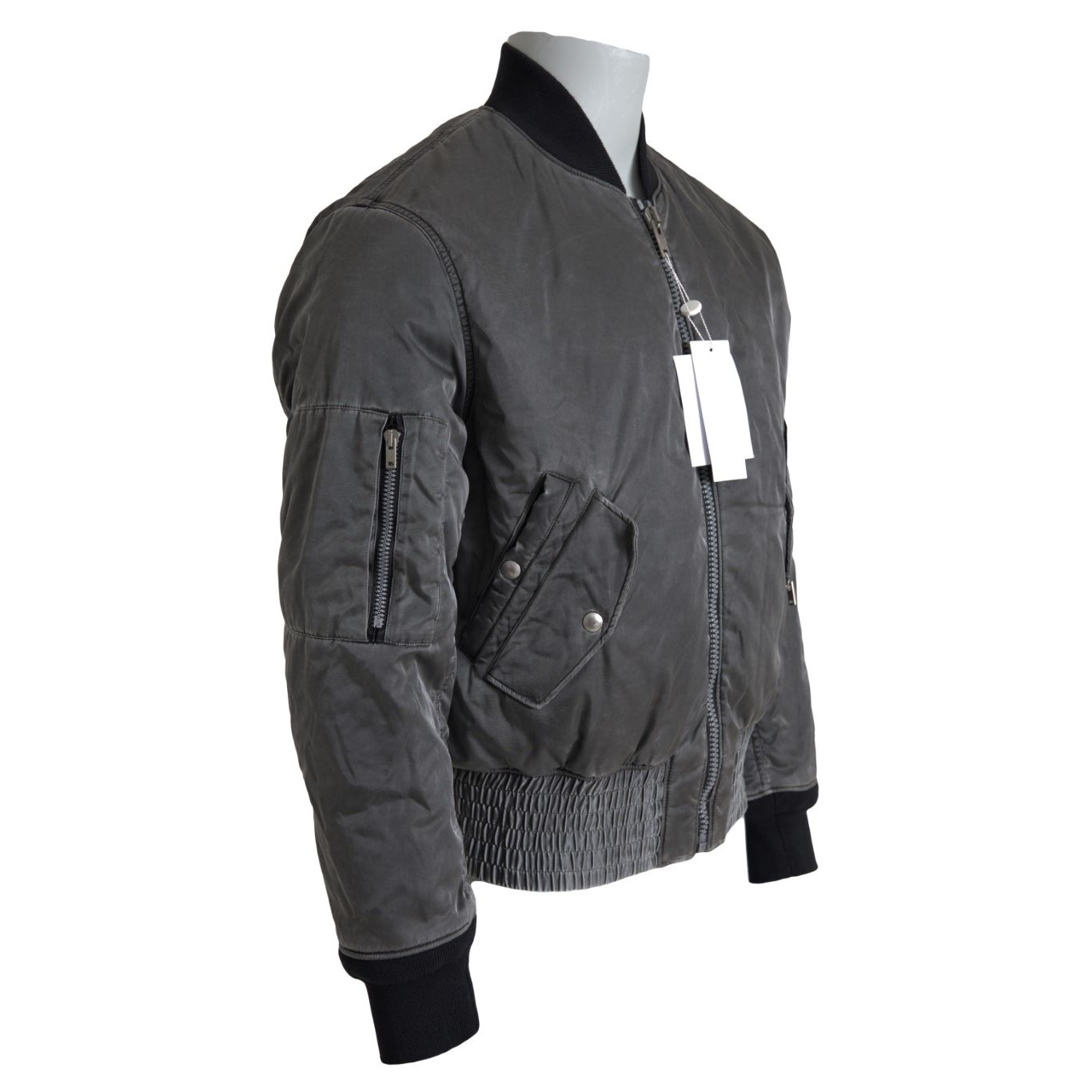 MM6 Maison Margiela Gray Bomber Zipper Pocket Sleeves Jacket