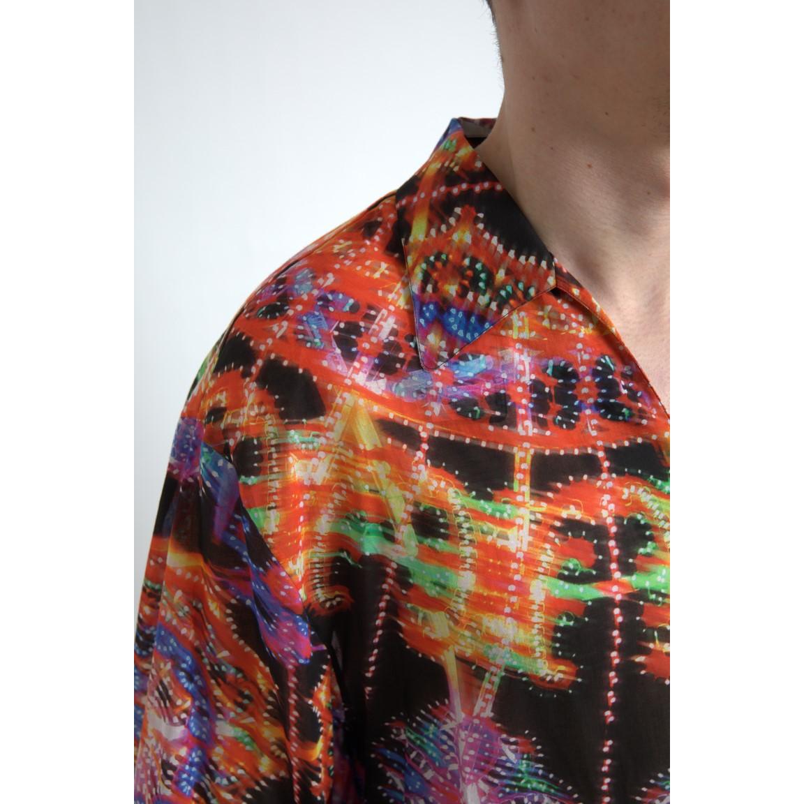Dolce & Gabbana Multicolor Luminarie Print Men Cotton Shirt
