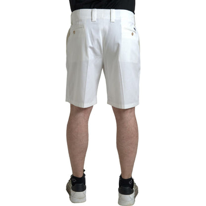 Dolce & Gabbana White Cotton Stretch Men Bermuda Denim Shorts