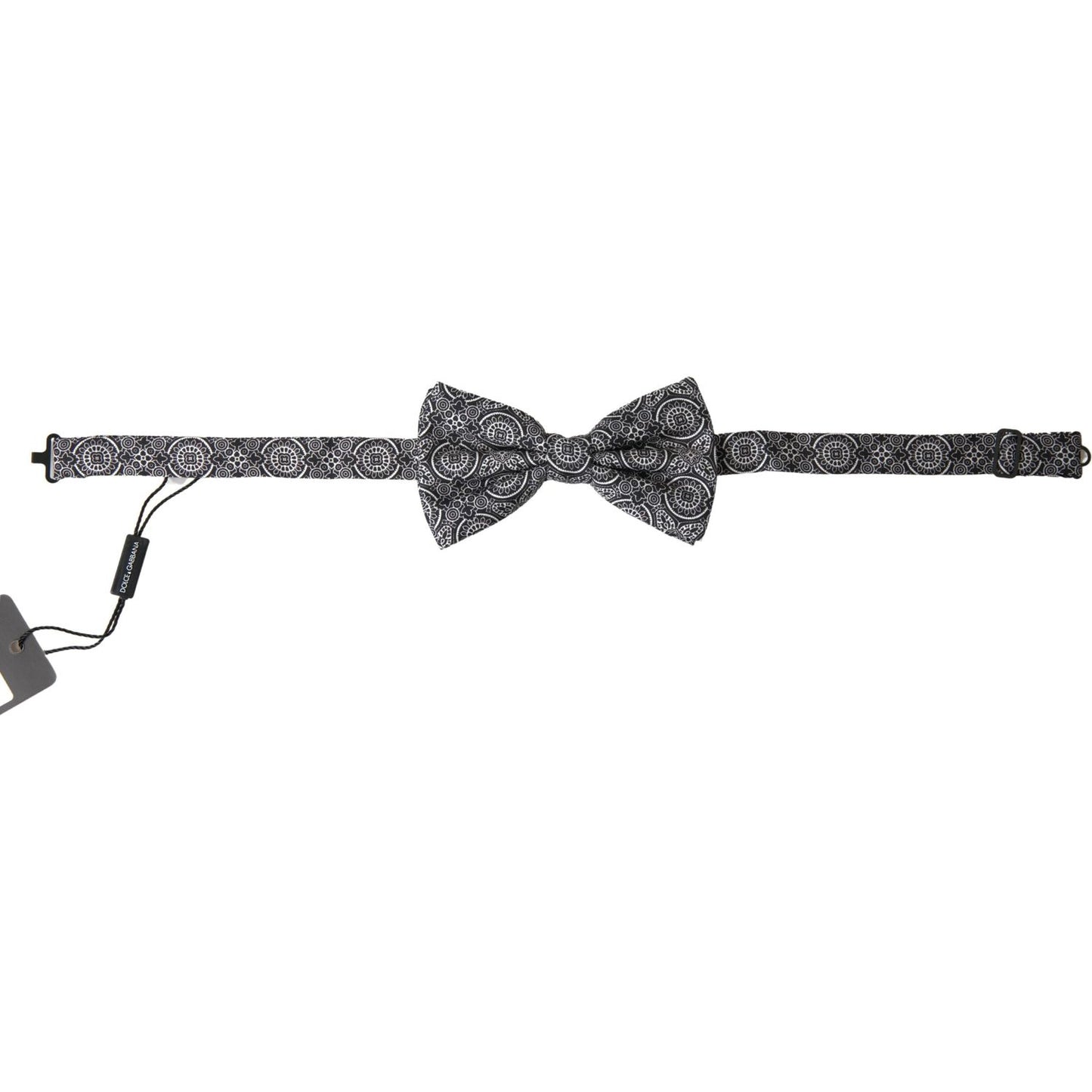 Dolce & Gabbana Black White Pattern Adjustable Neck Papillon Bow Tie