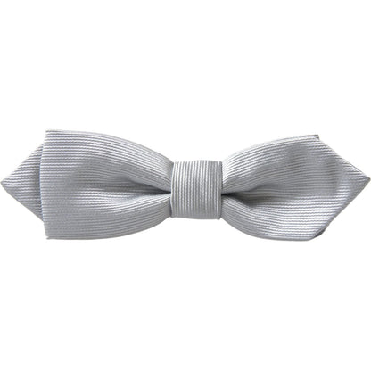 Dolce & Gabbana Gray Silk Adjustable Men Neck Papillon Bow Tie