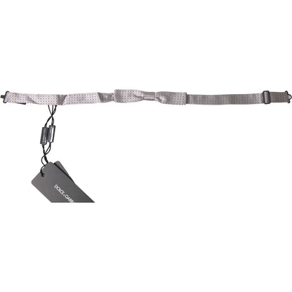 Dolce & Gabbana Gray Dotted Silk Adjustable Men Neck Papillon Bow Tie