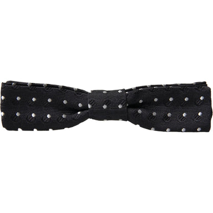 Dolce & Gabbana Black Polka Dot Silk Adjustable Men Neck Papillon Bow Tie