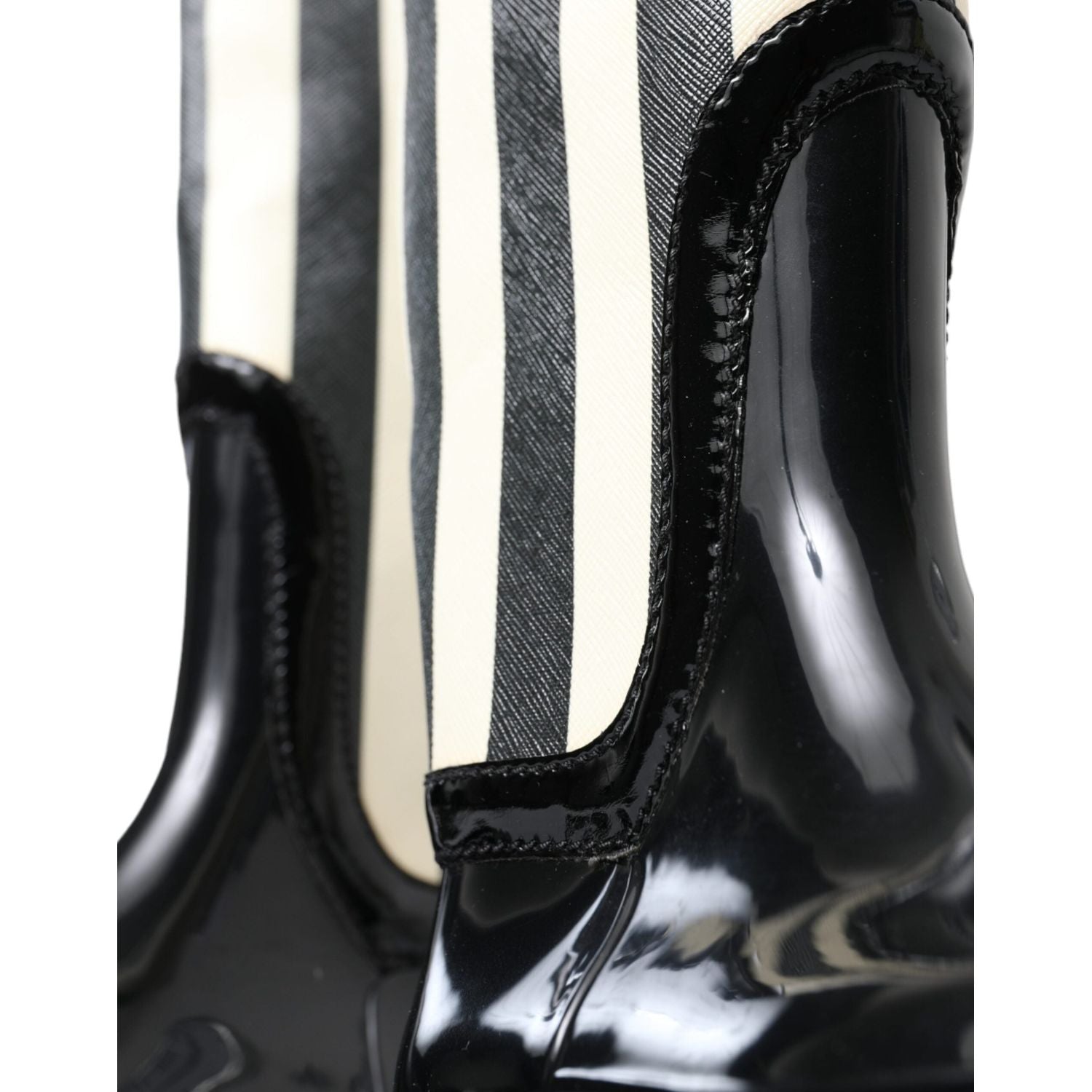Dolce & Gabbana Black Rubber Knee High Flat Boots Shoes