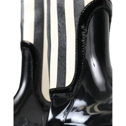 Dolce & Gabbana Black Rubber Knee High Flat Boots Shoes