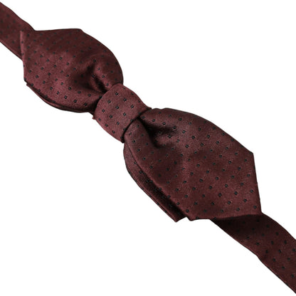 Dolce & Gabbana Red Bordeaux Silk Slim Adjustable Neck Papillon Bow Tie