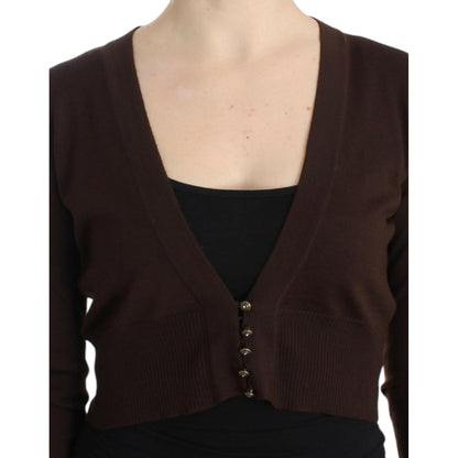 Cavalli Brown cropped wool cardigan
