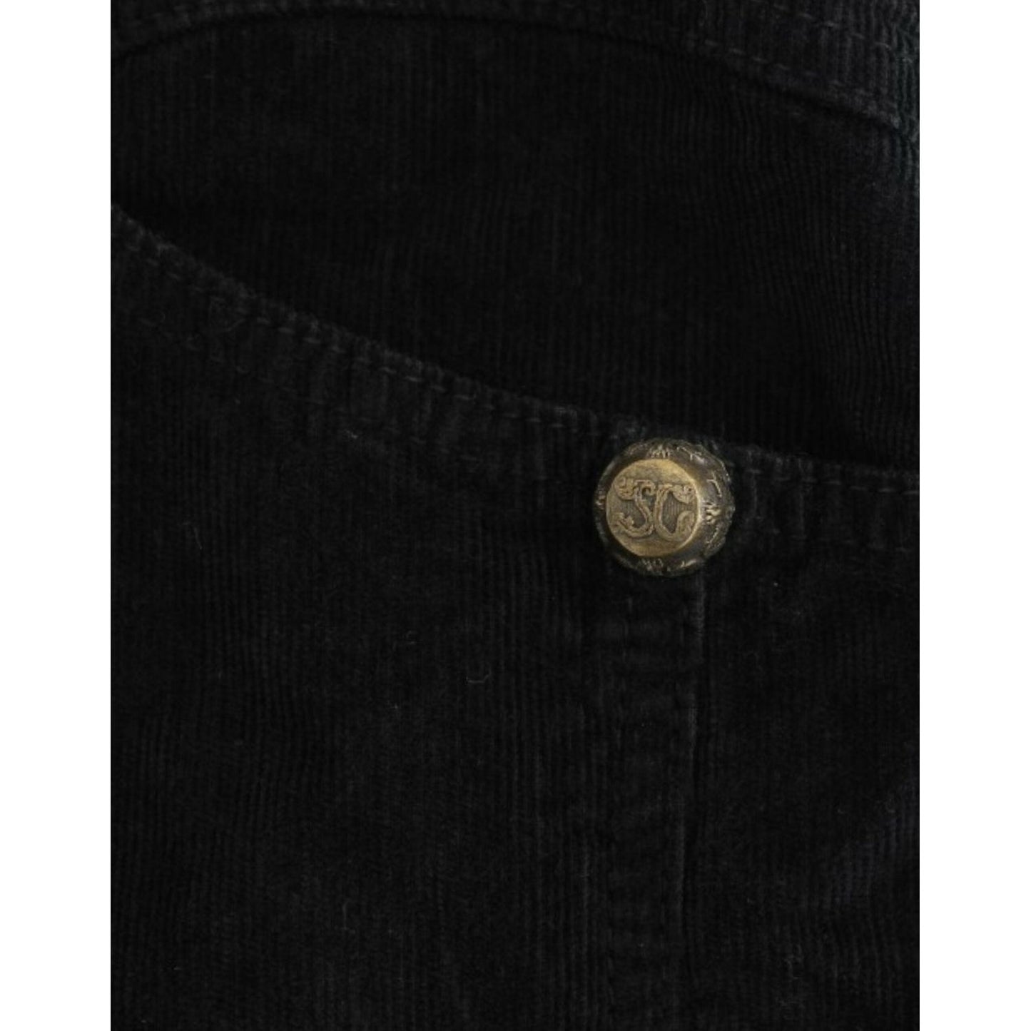 Cavalli Black Corduroy Pencil Skirt