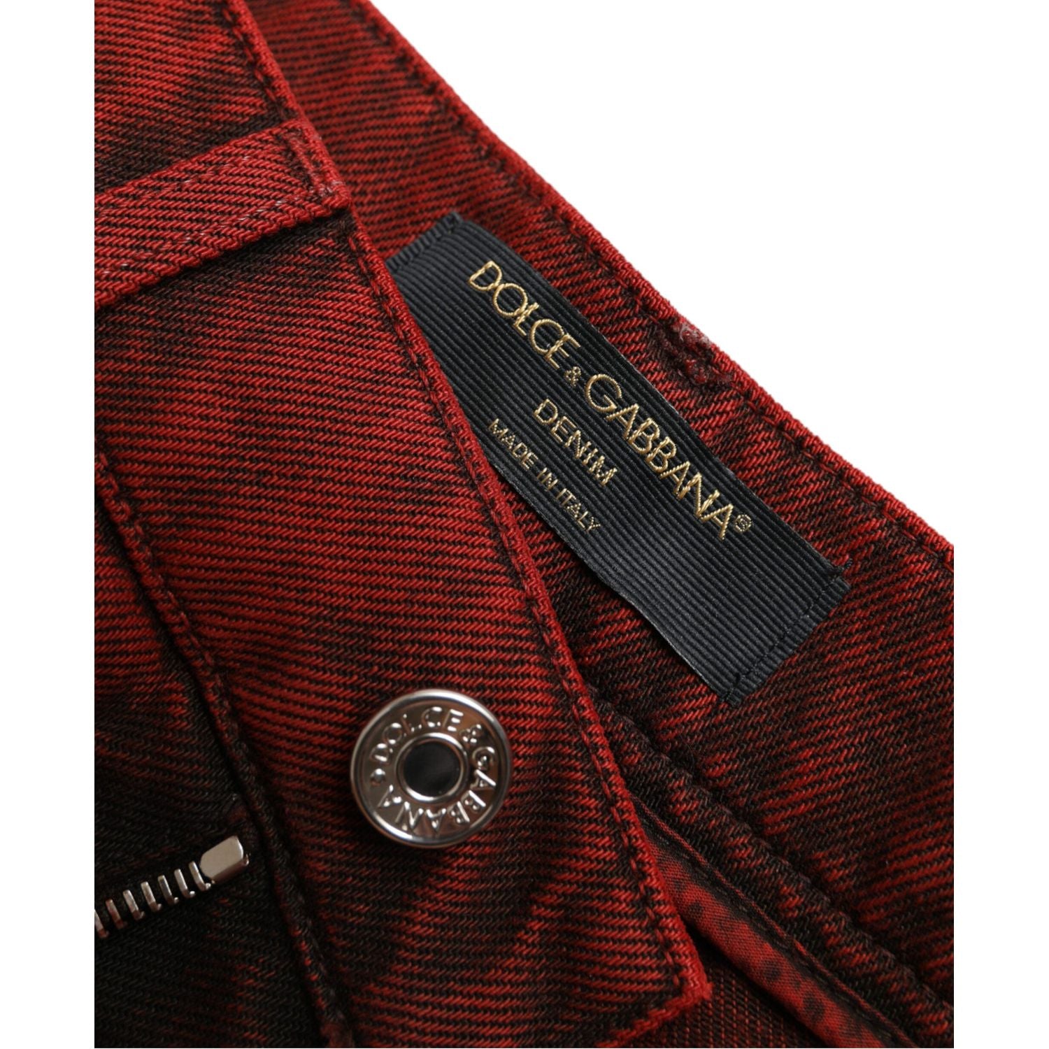 Dolce & Gabbana Red Stretch High Waist Denim Hot Pants Shorts