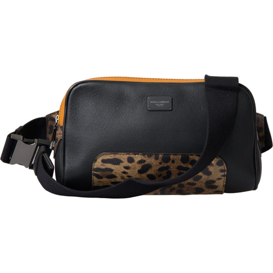 Dolce & Gabbana Black Exotic Leather Logo Belt Waist Fanny Pack Bag