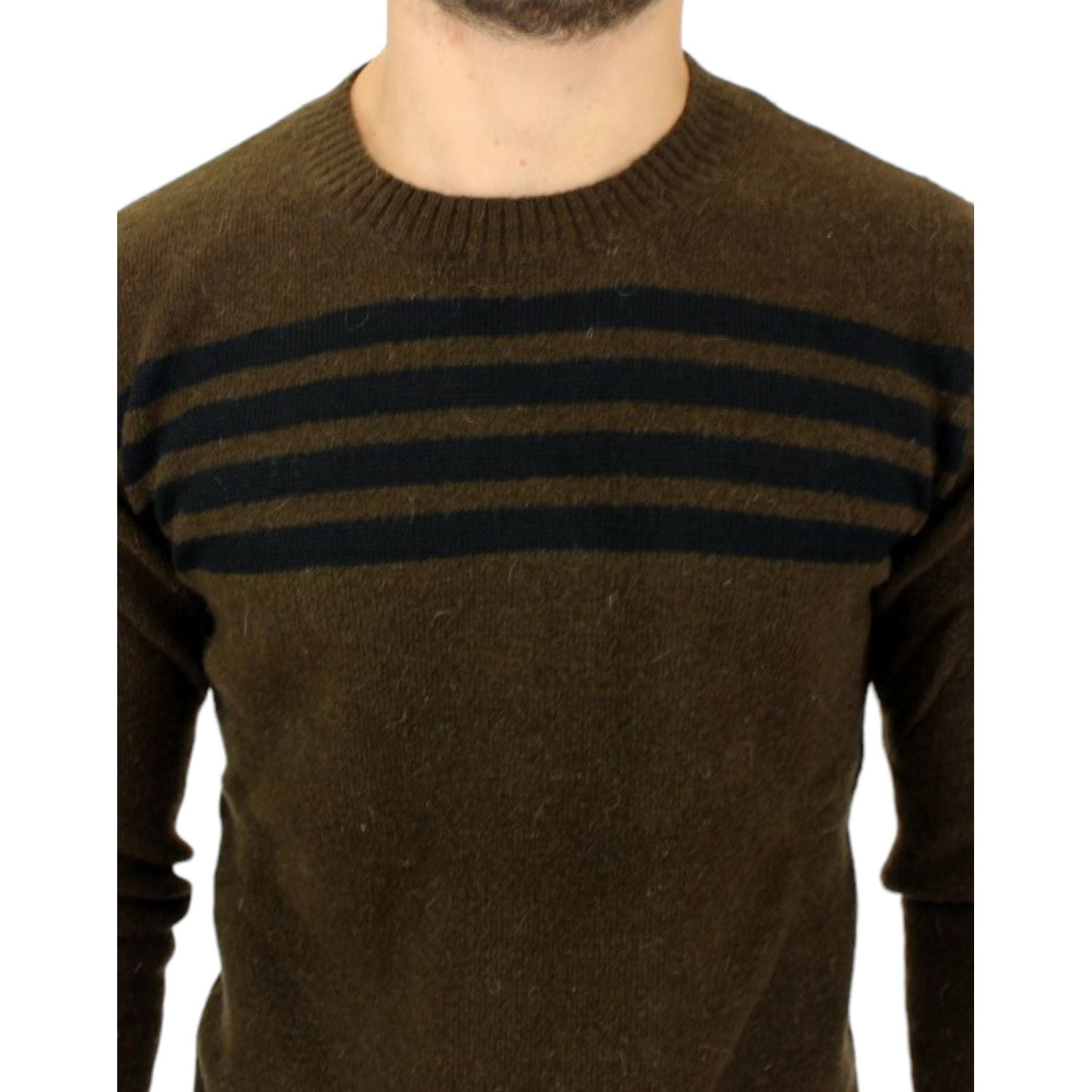 Costume National Brown striped crewneck sweater