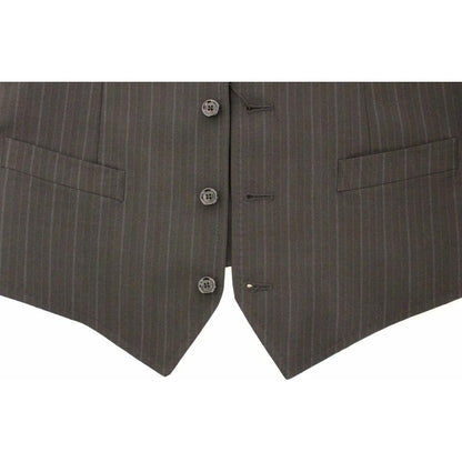 Dolce & Gabbana Black Striped Stretch Dress Vest Gilet