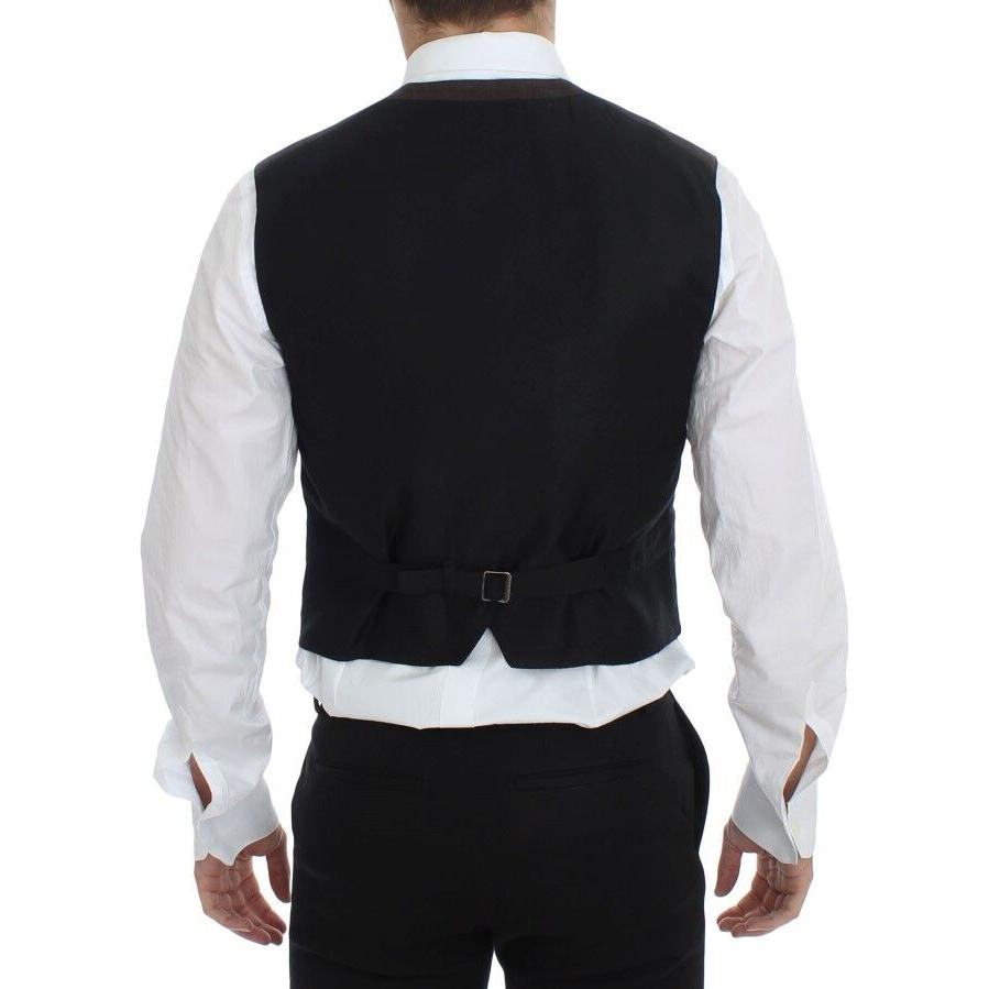 Dolce & Gabbana Brown Cotton Blend Dress Vest Gilet