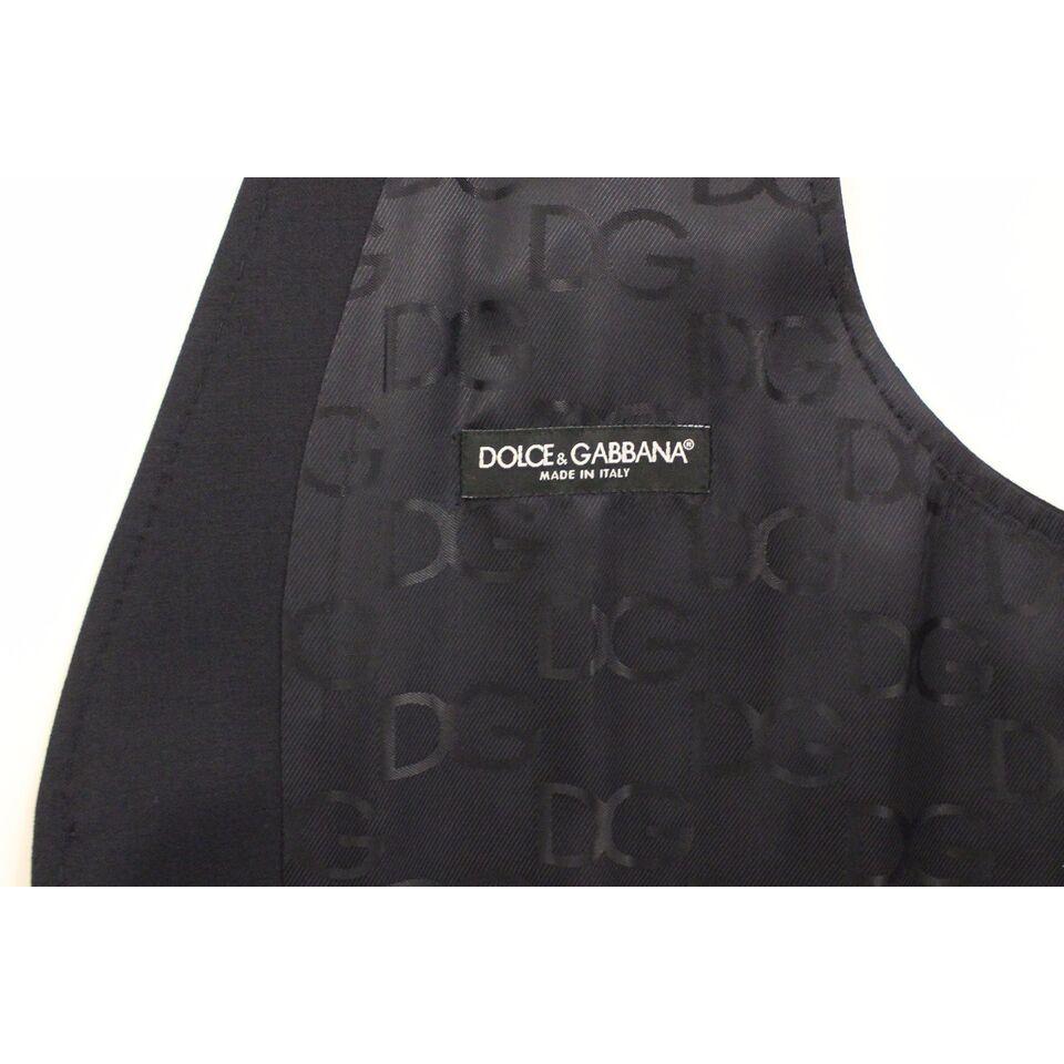 Dolce & Gabbana Gray Striped Wool Silk Dress Vest Gilet