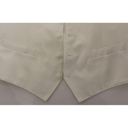 Dolce & Gabbana White Cotton Silk Blend Dress Vest Blazer