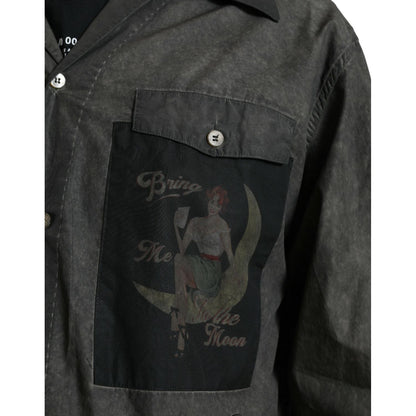 Dolce & Gabbana Dark Gray Cotton Collared Long Sleeves Shirt