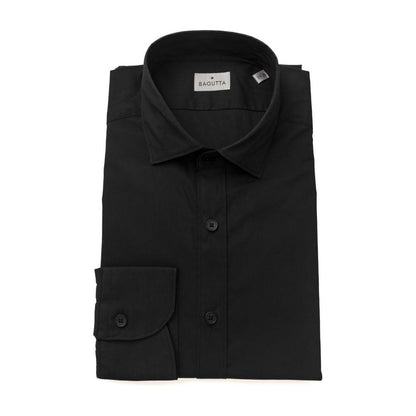 Bagutta Black Cotton Men Slim Shirt