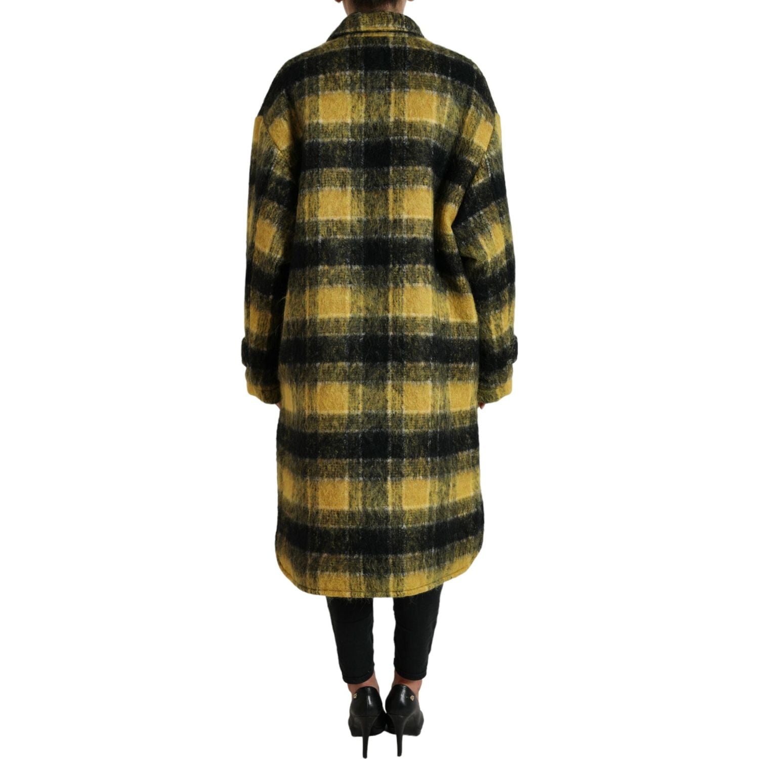 Dolce & Gabbana Yellow Plaid Long Sleeve Casual Coat Jacket