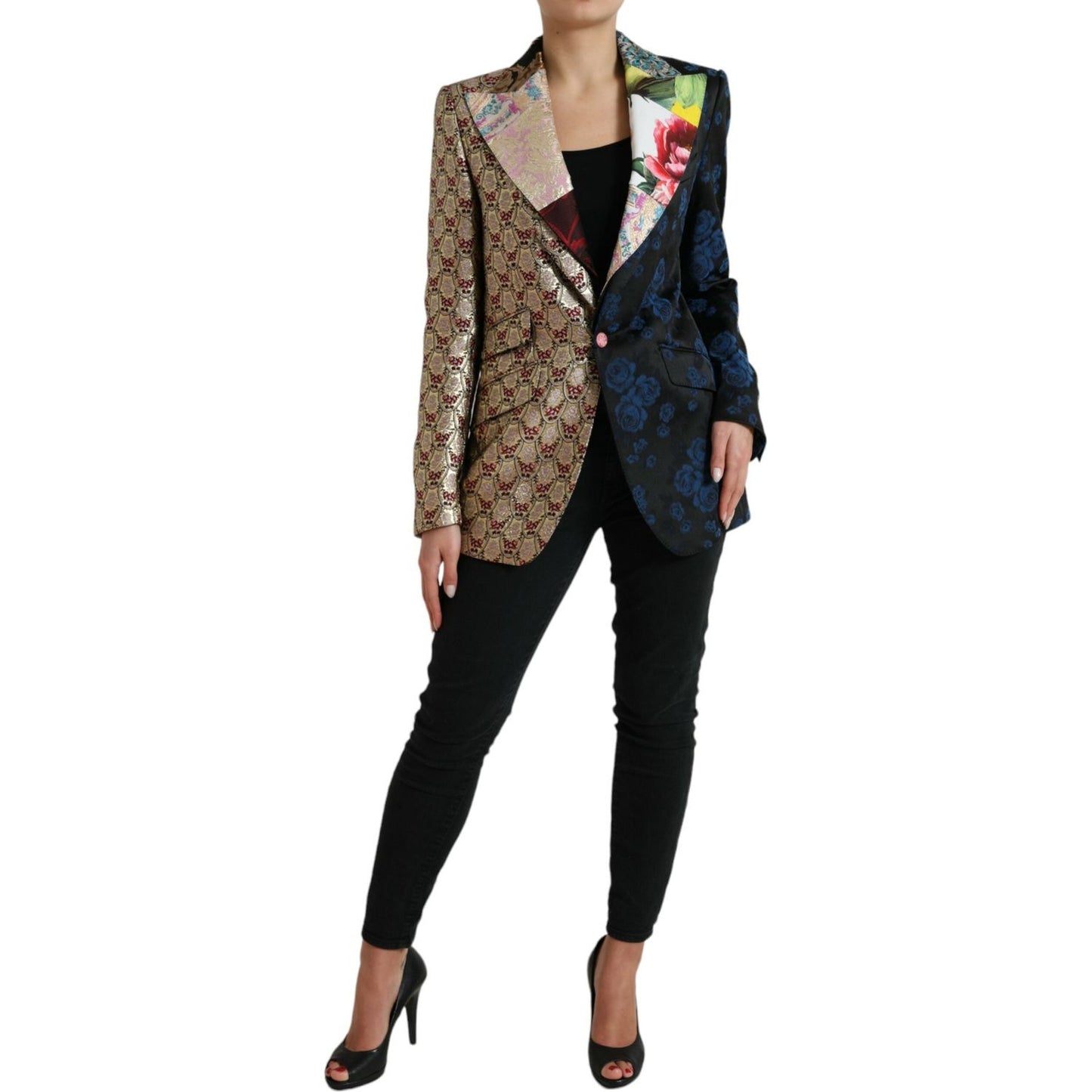Dolce & Gabbana Multicolor Floral Patchwork Jacquard Jacket