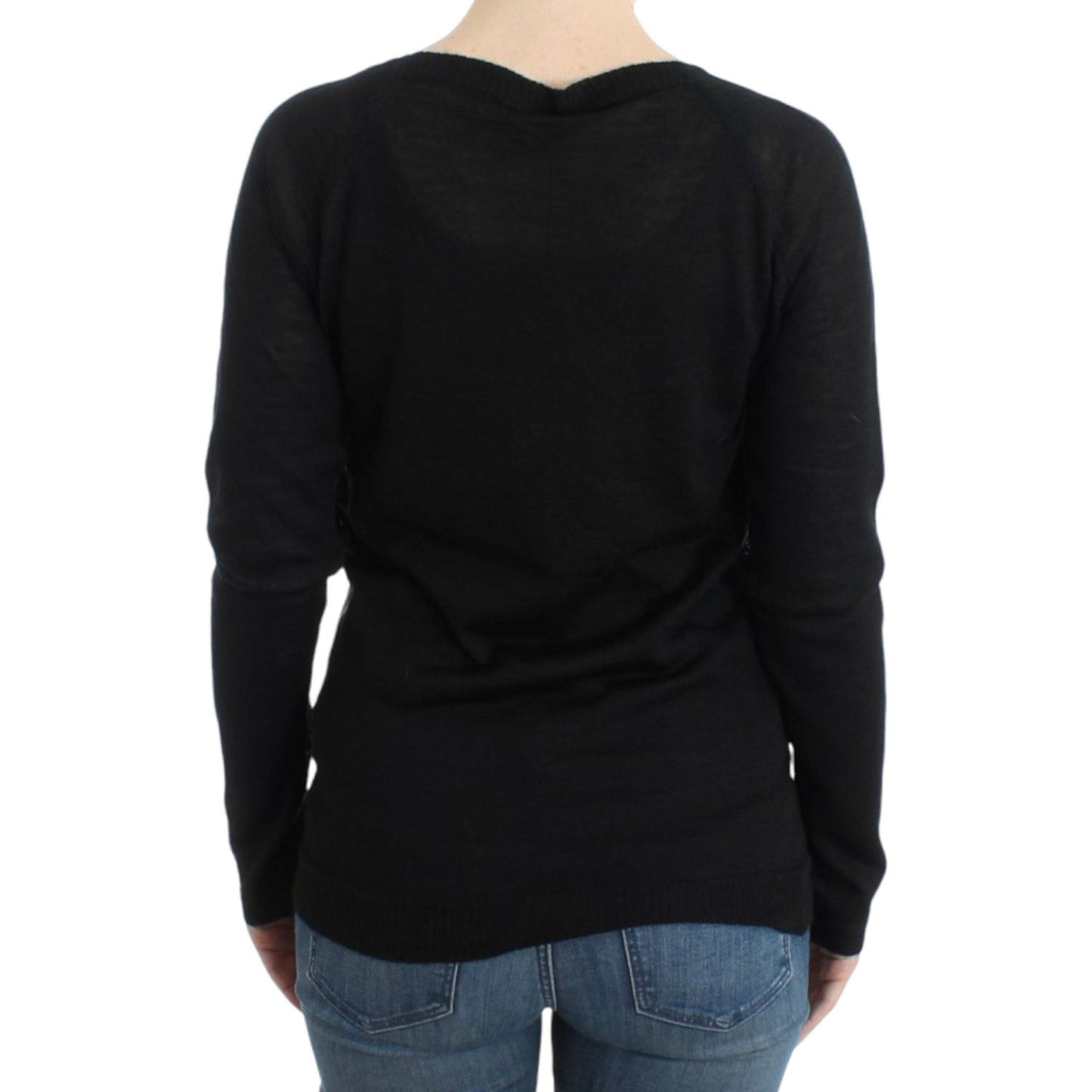 Costume National Black striped V-neck sweater