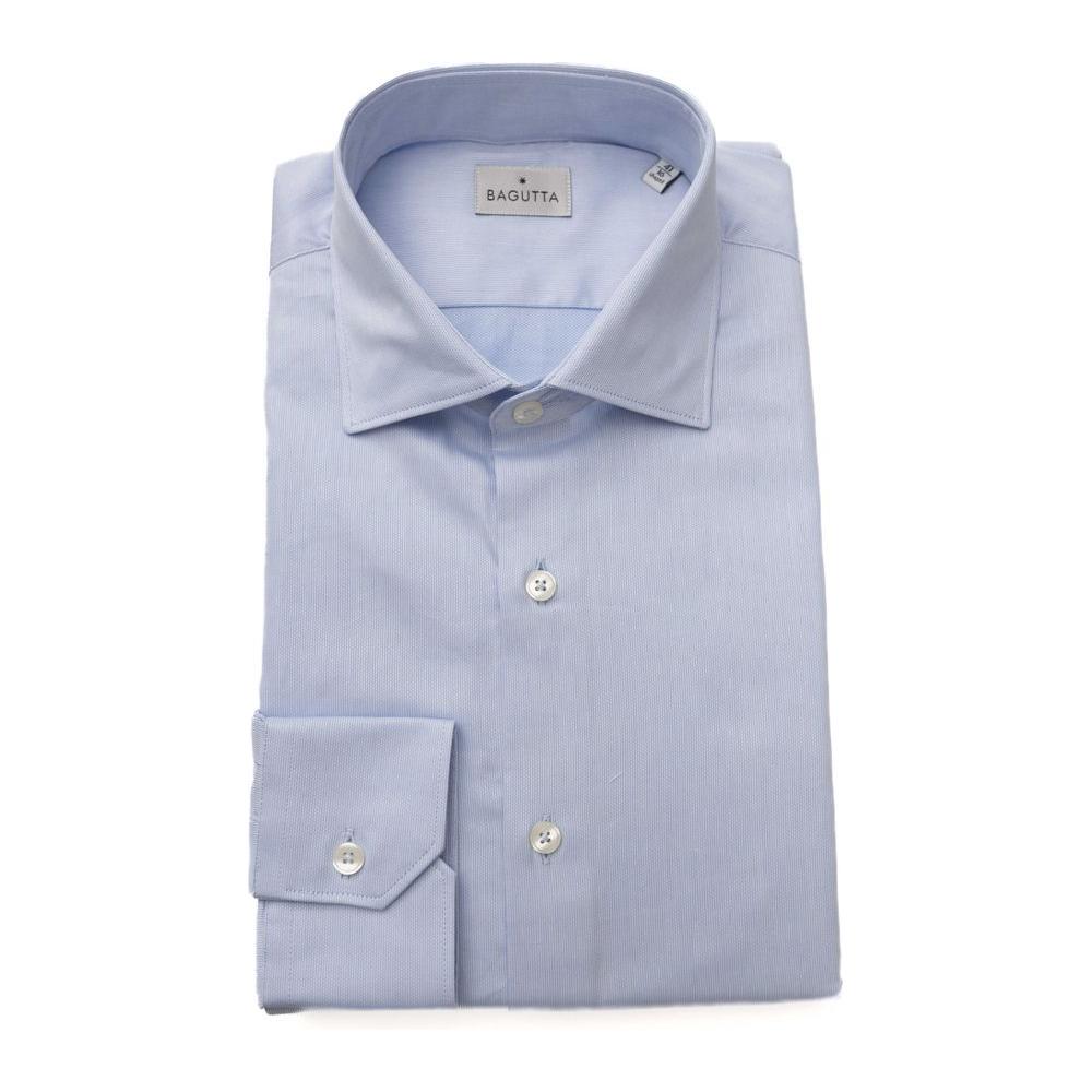 Bagutta Light Blue Cotton Men Shirt