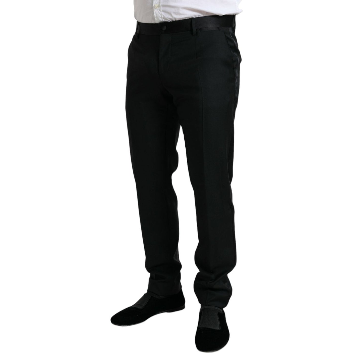 Dolce & Gabbana Black Wool Slim Fit Formal Trouser Dress Pants