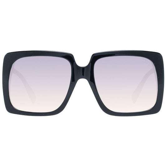 Emilio Pucci Black Women Sunglass with plastic full-rim square frame, grey gradient lenses, 100% UVA & UVB protection.