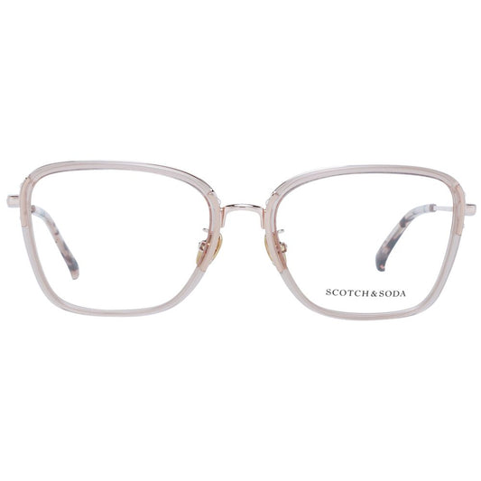 Scotch & Soda Transparent Women Glasses Frame with metal and plastic material, trapezium style, full-rim design, size 55-17-140.