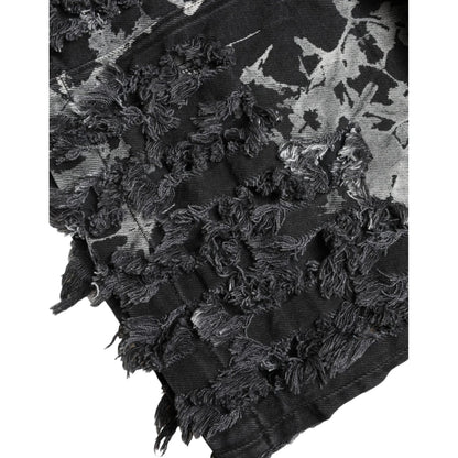 Dolce & Gabbana Black Gray Lace Cotton High Waist Denim Mini Skirt