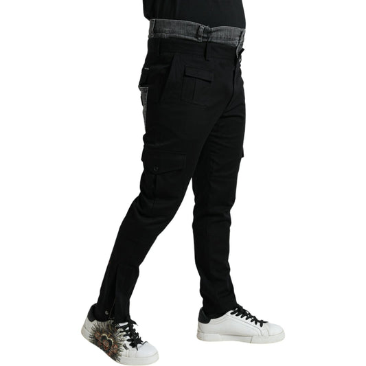 Dolce & Gabbana Black Gray Slim Cotton Denim Jeans Pants