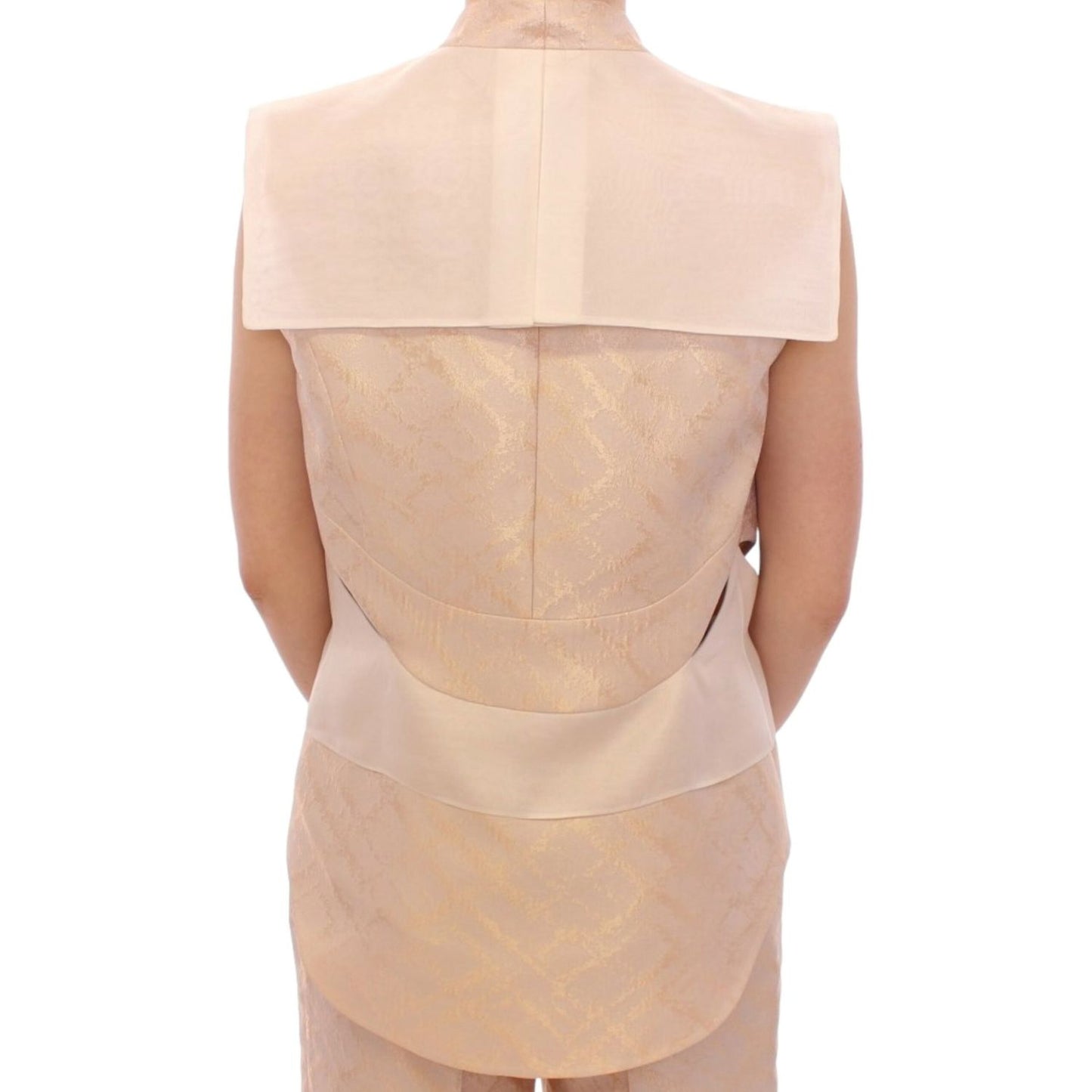 Zeyneptosun Beige brocade sleeveless jacket vest Coats & Jackets