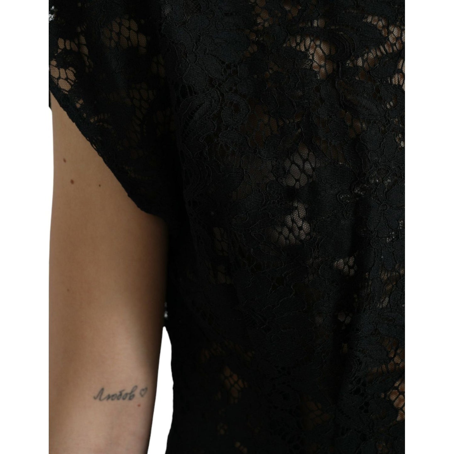 Dolce & Gabbana Black Floral Lace Cotton A-line Mini Dress