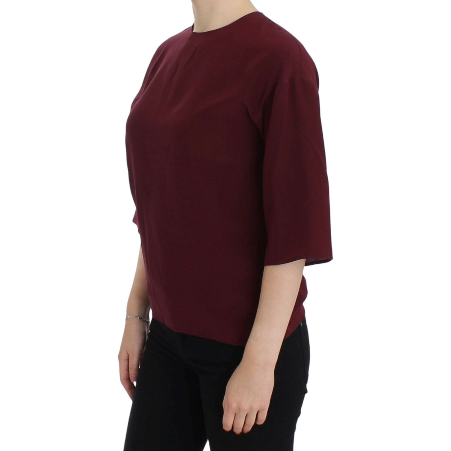 Dolce & Gabbana Red 3/4 sleeve silk blouse