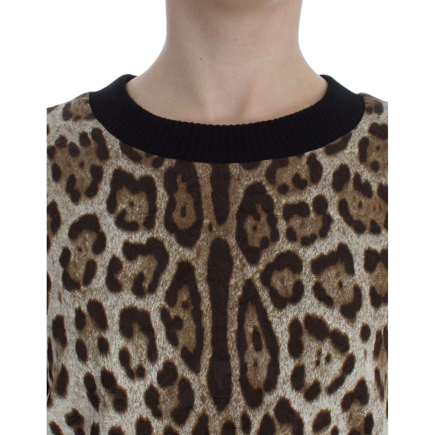 Dolce & Gabbana Leopard Print Crewneck Short Sweater