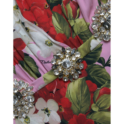 Dolce & Gabbana Multicolor Floral Crystal Embellished A-line Dress
