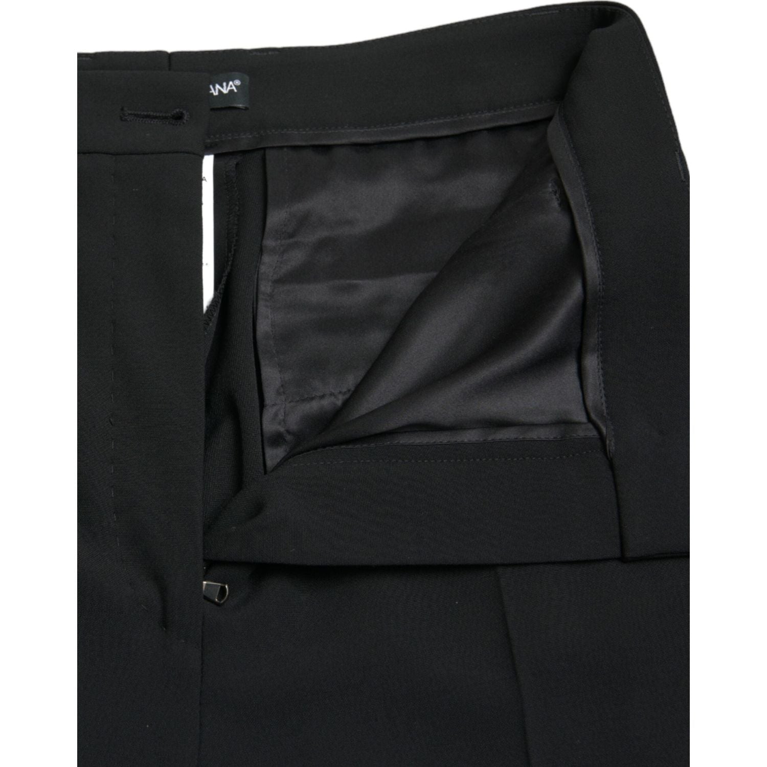Dolce & Gabbana Black Wool High Waist Tapered Pants