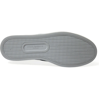 Dolce & Gabbana Blue Calfskin Leopard Mid Top Sneakers Shoes