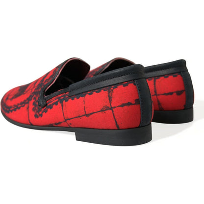 Dolce & Gabbana Red Black Torero Loafers Slippers Men Shoes