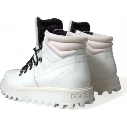 Dolce & Gabbana White Vulcano Trekking Ankle Boots Shoes