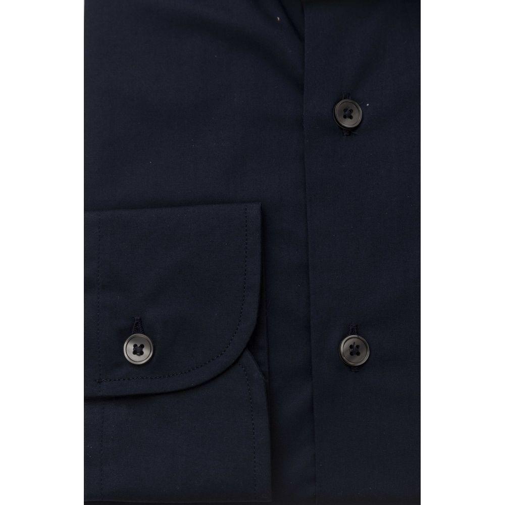 Bagutta Blue Cotton Men Shirt Slim Fit with French Collar