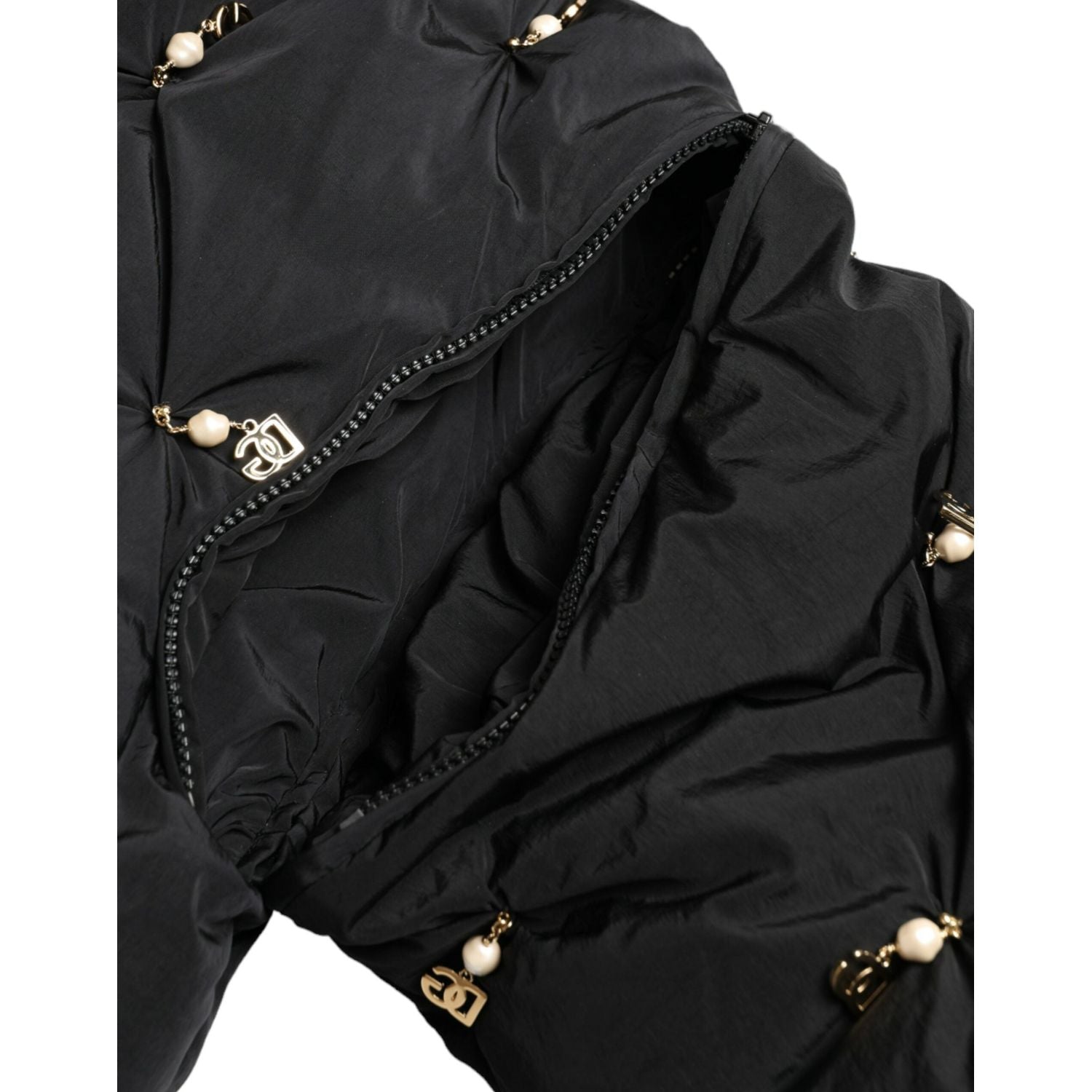 Dolce & Gabbana Black Embellished Quilted Shell Bomber Jacket