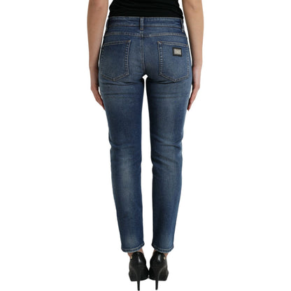 Dolce & Gabbana Blue BOYFRIEND Mid Waist Cotton Denim Jeans