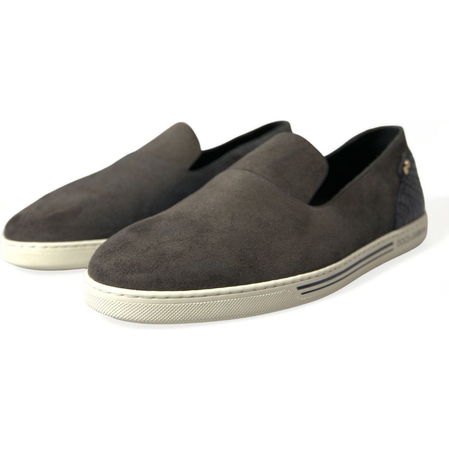 Dolce & Gabbana Blue Suede Caiman Men Loafers Slippers Shoes