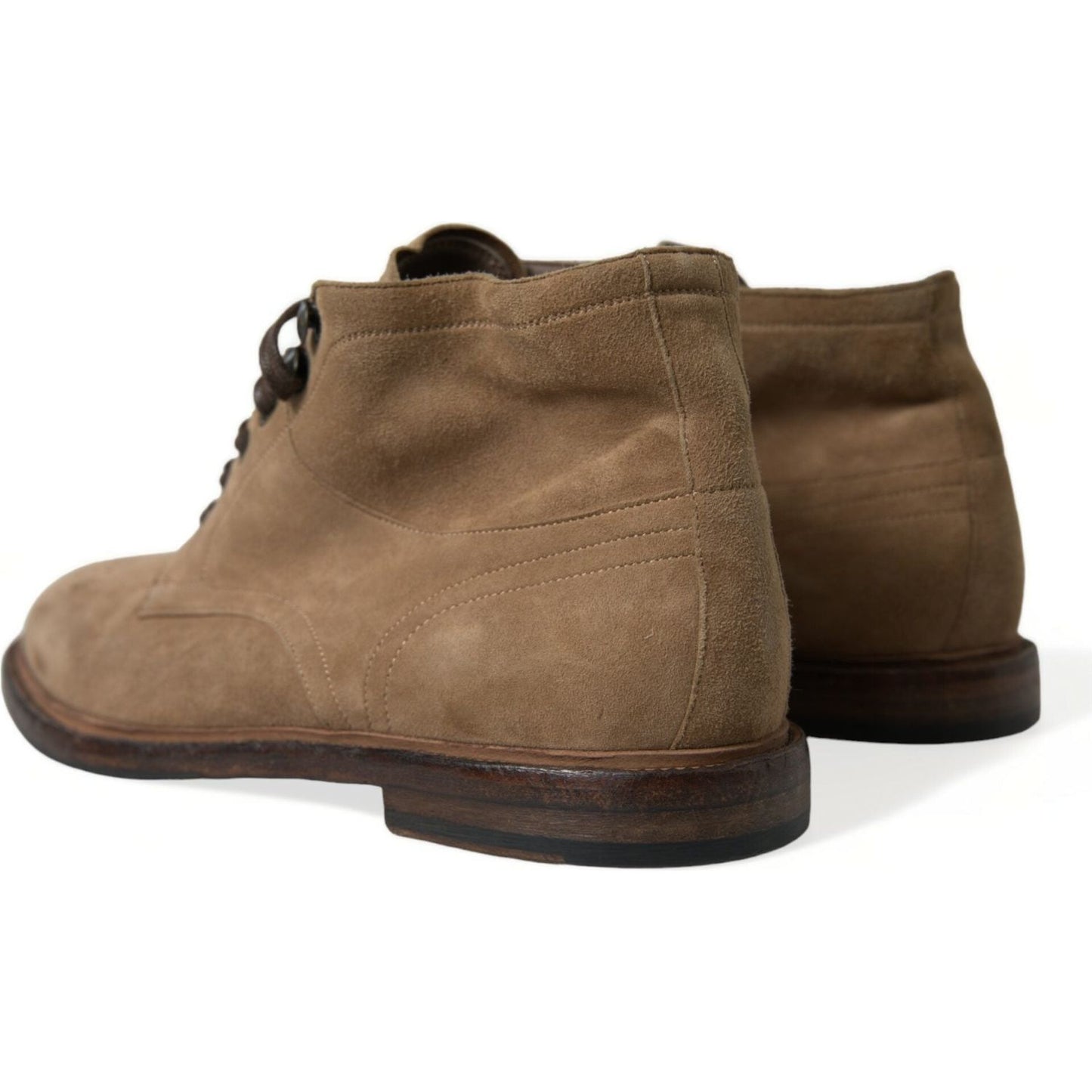 Dolce & Gabbana Brown Leather Lace Up Ankle Boots Shoes