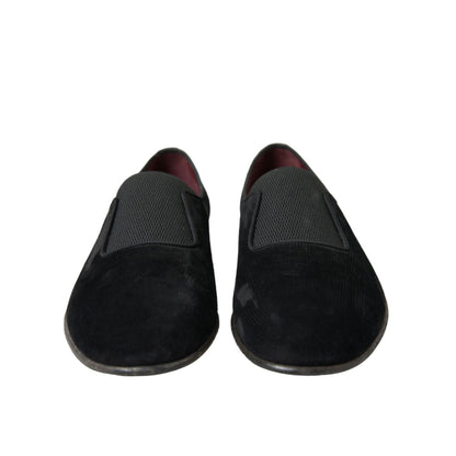 Dolce & Gabbana Black RUNWAY Velour AMALFI Loafers Shoes