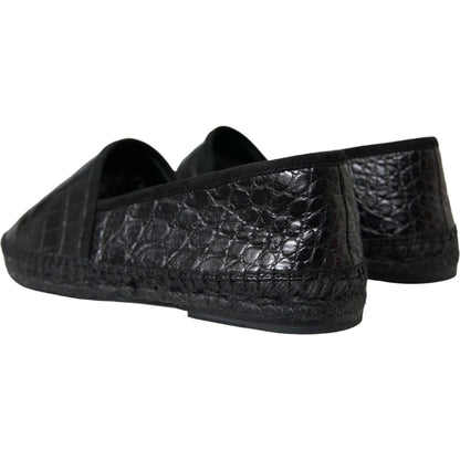 Dolce & Gabbana Black Exotic Leather Espadrilles Slip On Shoes