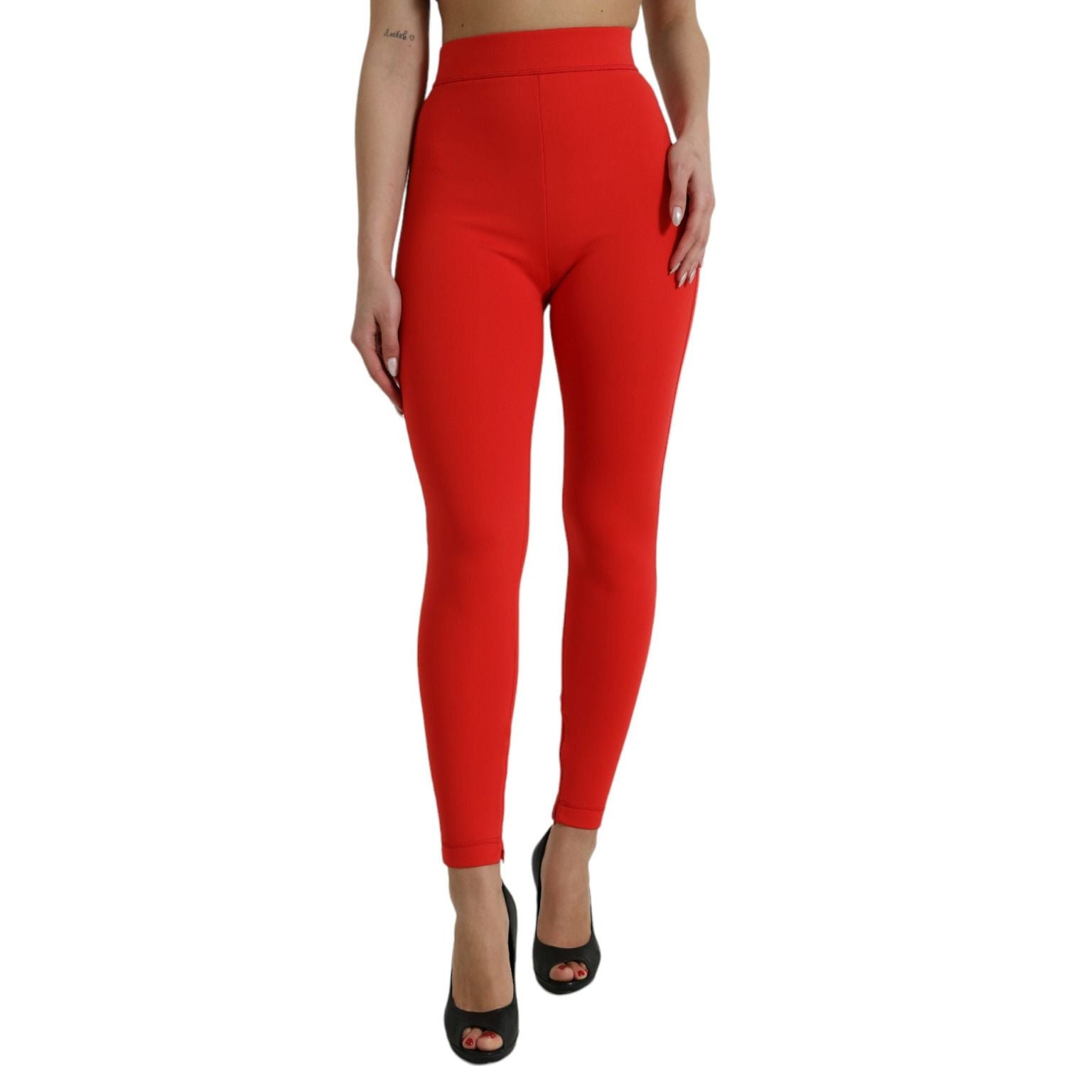 Dolce & Gabbana Red Nylon Stretch Slim Leggings Pants