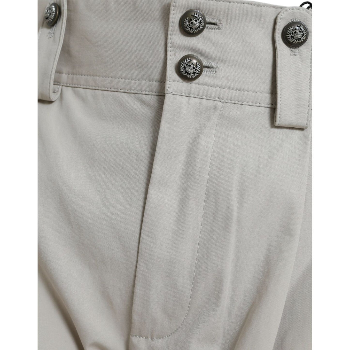 Dolce & Gabbana Beige Cotton High Waist Tapered Pants