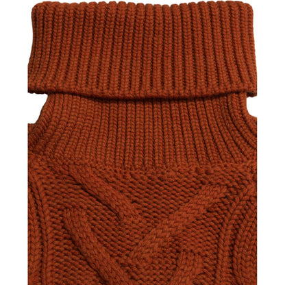 Dolce & Gabbana Brown Wool Knit Turtleneck Pullover Sweater