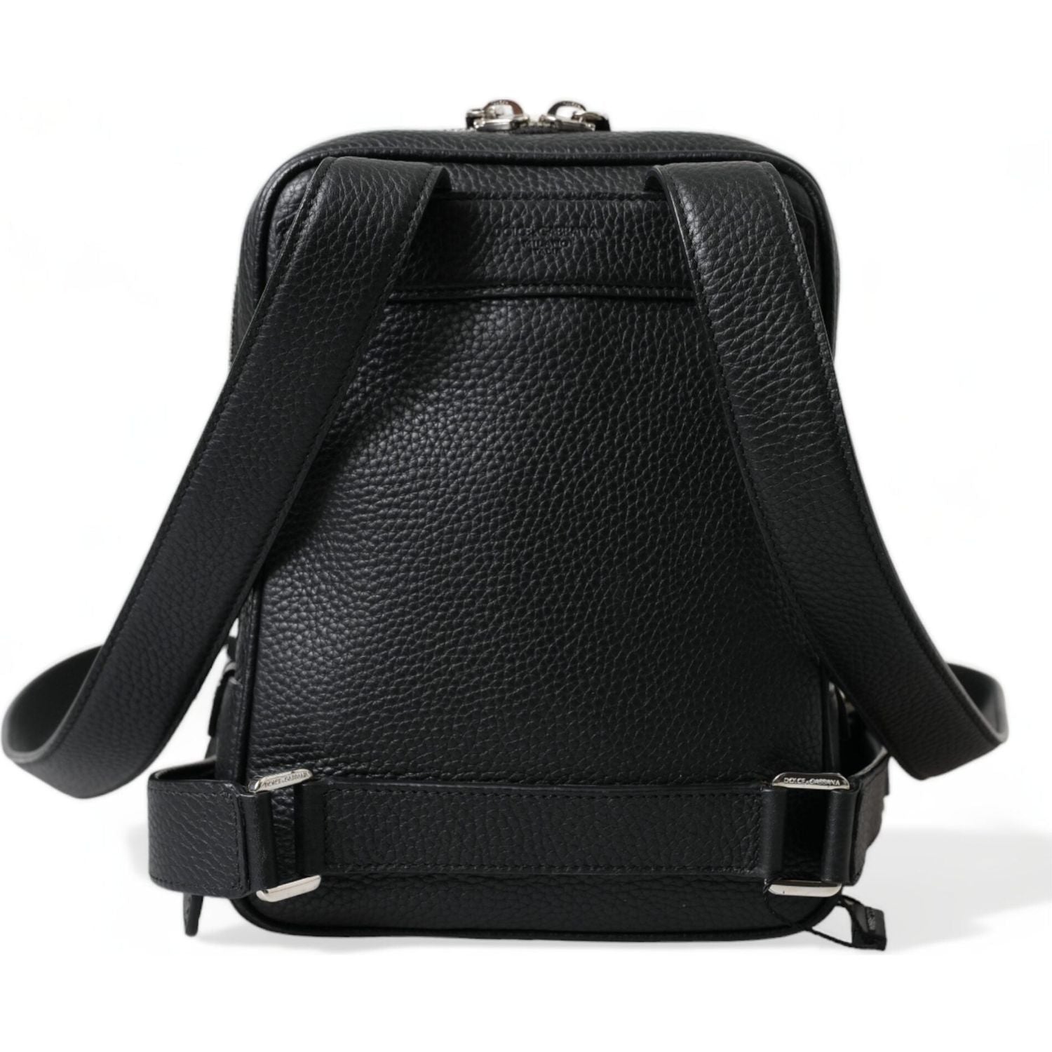 Dolce & Gabbana Black Calfskin Leather Logo Palermo Backpack Bag